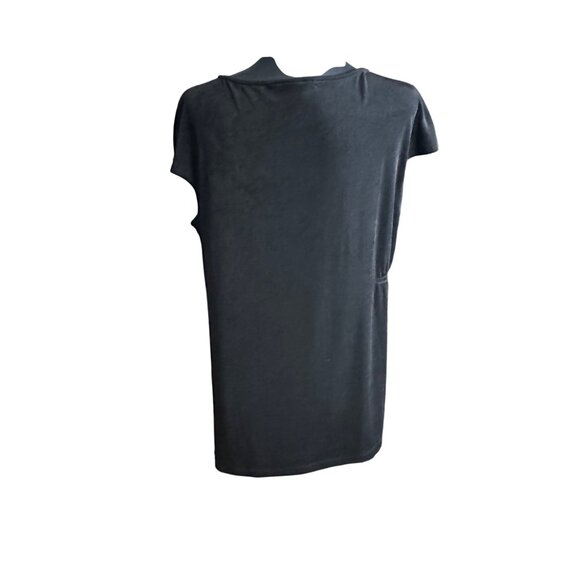 Chico's Shirt Size 2 P NWT Travelers Black Acetate Top Rushing PT Short Sleeve - Picture 5 of 16